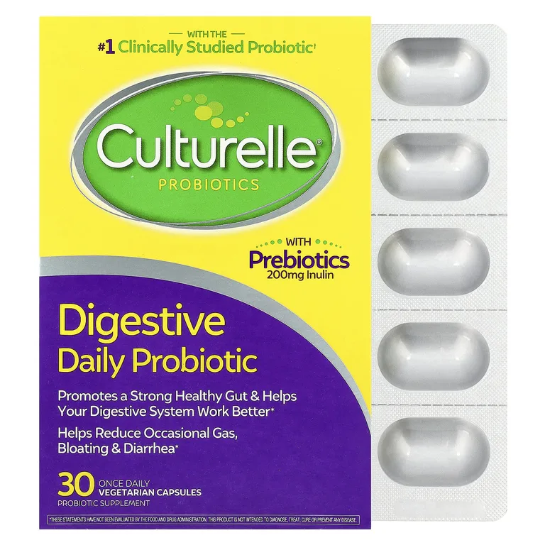 Culturelle, пробиотики, ежедневный пробиотик для пищеварения, 10 миллиардов КОЕ, 30 вегетарианских капсул для приема один раз в день