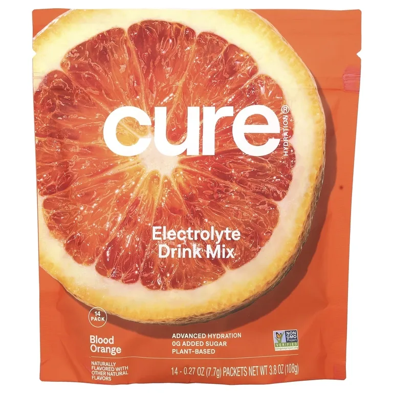 Cure Hydration, Смесь для приготовления электролитов, красный апельсин, 14 пакетиков по 7,7 г (0,27 унции)