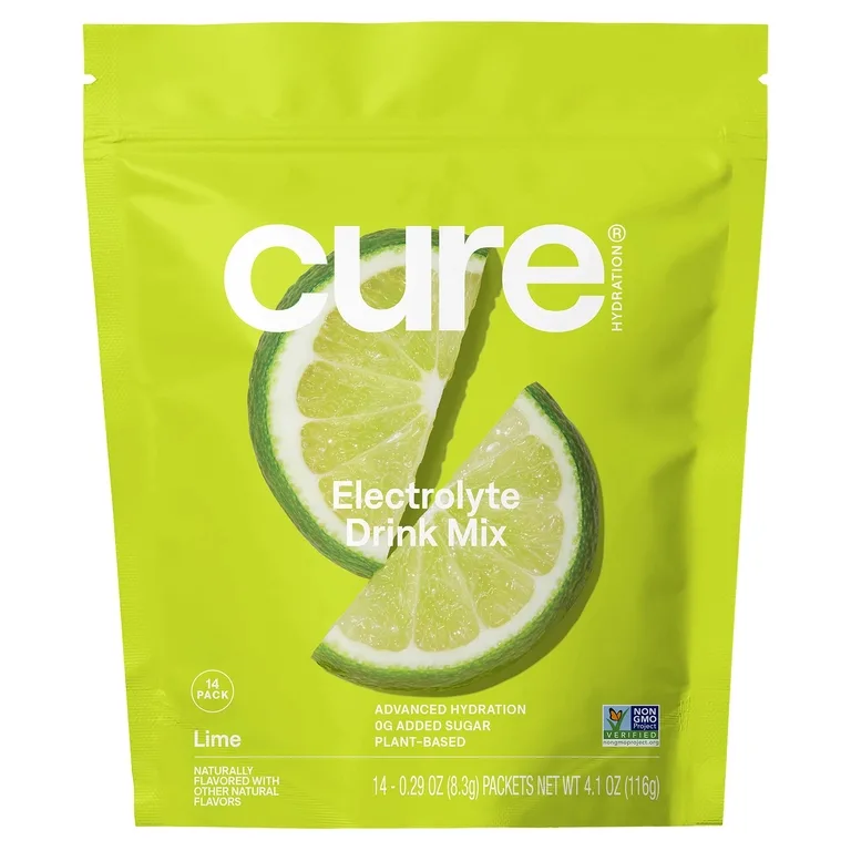 Cure Hydration, смесь электролитов для гидратации, лайм, 14 пакетиков по 8,3 г (0,29 унции) каждый