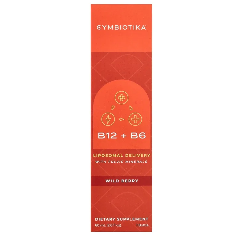 Cymbiotika, B12 + B6, липосомальное средство с фульвовыми минералами, лесные ягоды, 60 мл (2 жидк. унц.)