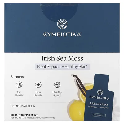 Cymbiotika, ирландский морской мох, лимон и ваниль, 26 пакетиков по 15 мл (0,5 жидк. унции)