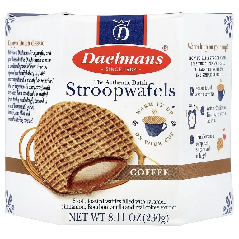 Daelmans, Strookwafels, кофе, 8 вафель, 230 г (8,11 унции)