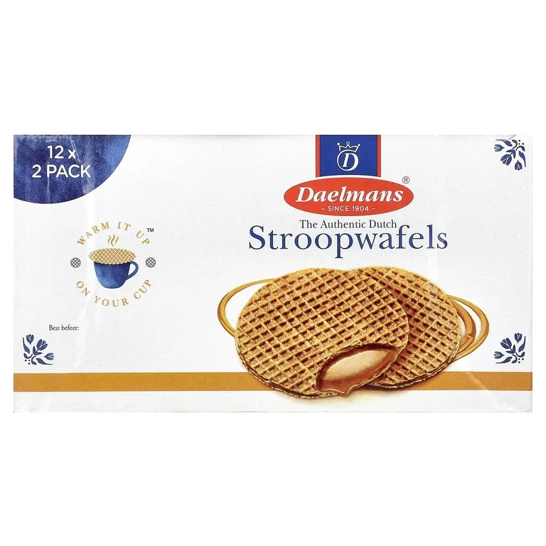 Daelmans, Строопвафли, карамель, 12-2 пакетика по 78 г (2,75 унции)