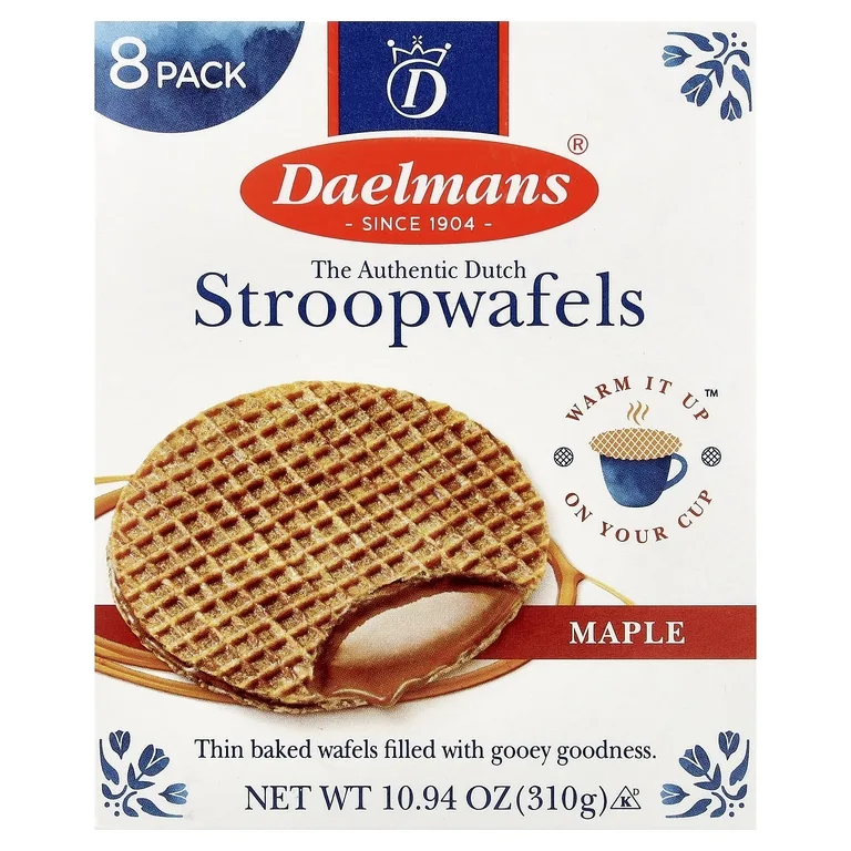 Daelmans, Stropwafels, со вкусом кленового сиропа, 8 вафель, 310 г (10,94 унции)
