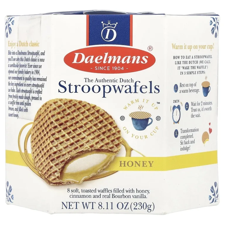 Daelmans, вафли с медом, 8 вафель, 230 г (8,11 унции)