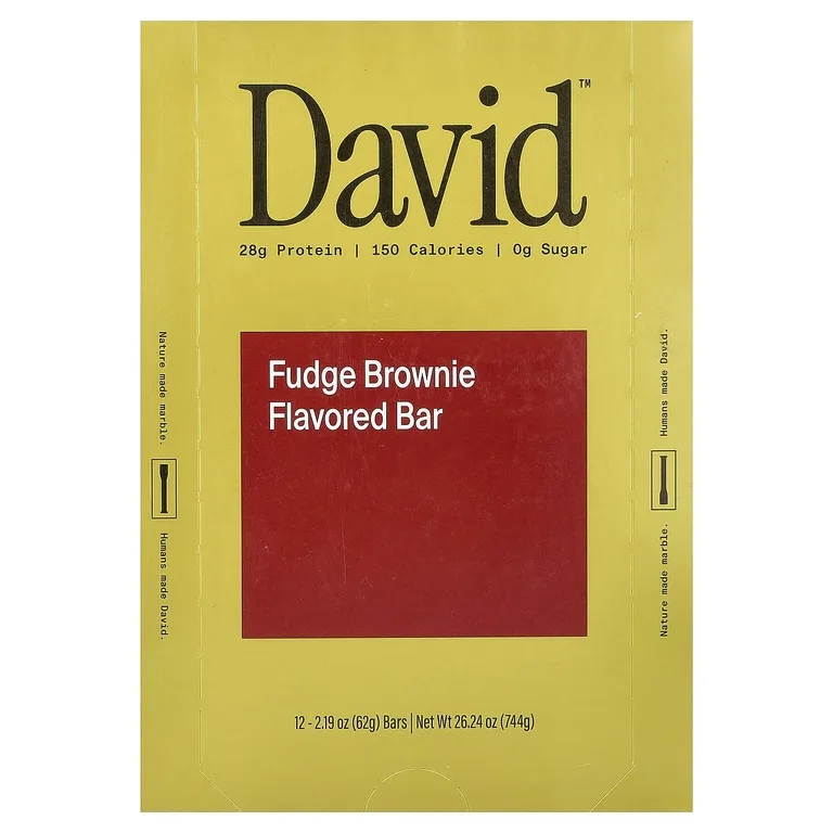 David Protein, Protein Bar, Fudge Brownie, 12 Bars, 2.19 oz (62 g) Each