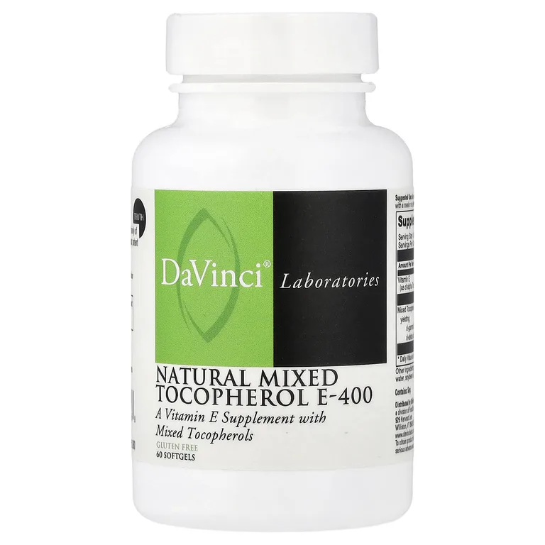 DaVinci Laboratories, Натуральный смешанный токоферол E-400, 60 мягких таблеток