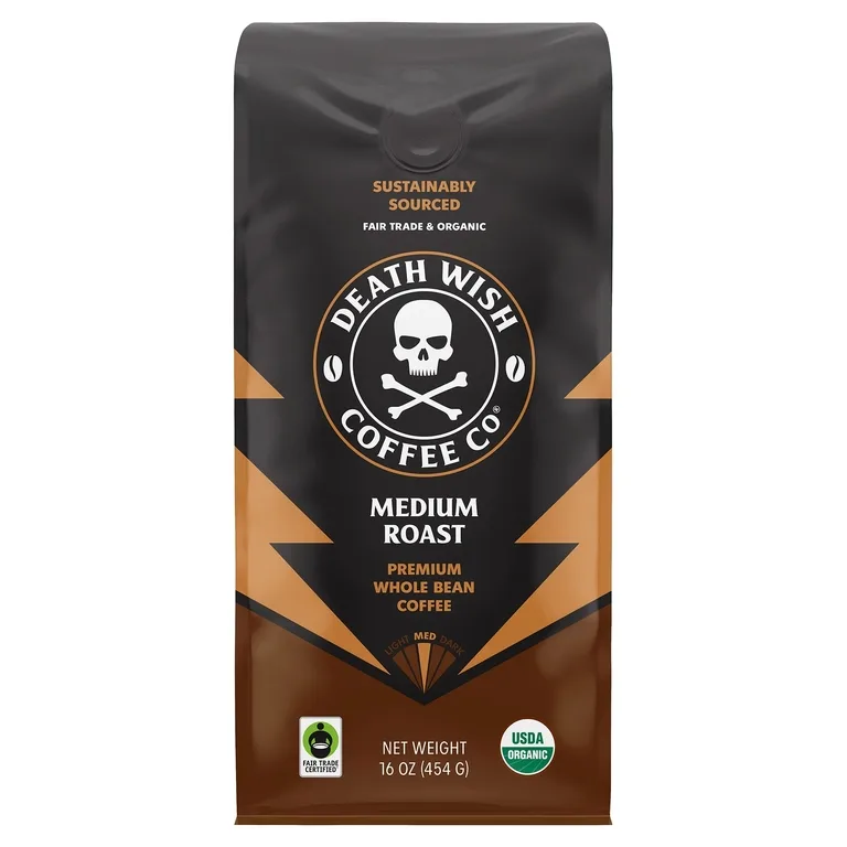 Death Wish Coffee, Цельные бобы, средней обжарки, 454 г (16 унций)