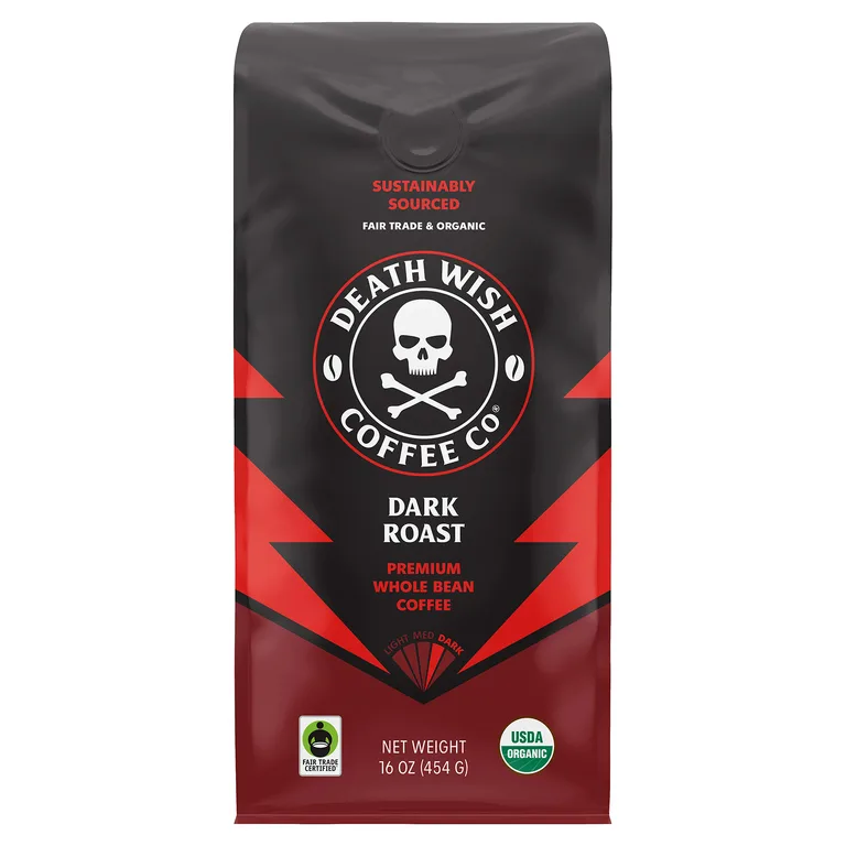 Death Wish Coffee, Цельные бобы, темная обжарка, 454 г (16 унций)