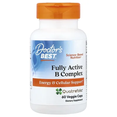 Doctor's Best, активный комплекс витаминов группы B, 60 растительных капсул