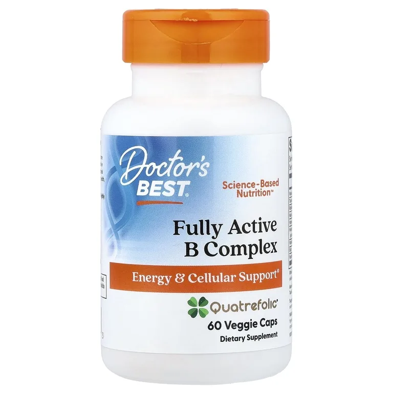 Doctor's Best, активный комплекс витаминов группы B, 60 растительных капсул