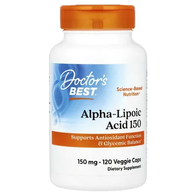 Doctor's Best, альфа-липоевая кислота 150, 150 мг, 120 растительных капсул