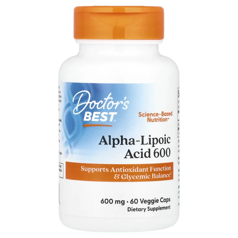 Doctor's Best, альфа-липоевая кислота 600, 600 мг, 60 растительных капсул