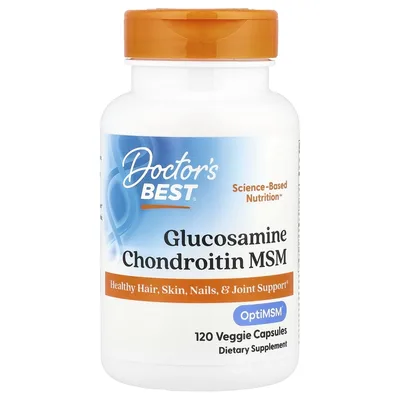 Doctor's Best, глюкозамин, хондроитин и МСМ, 120 растительных капсул