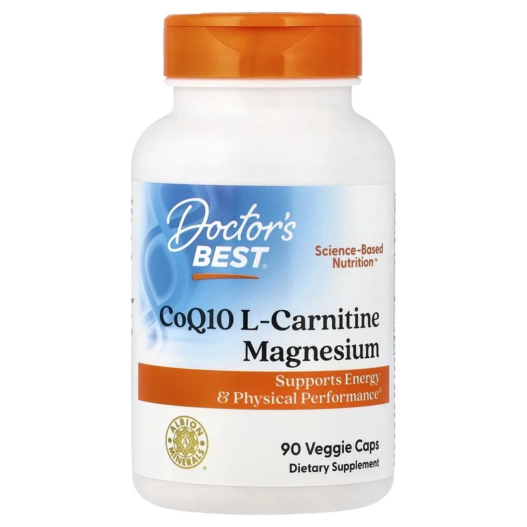 Doctor's Best, коэнзим Q10, L-карнитин и магний, 90 вегетарианских капсул