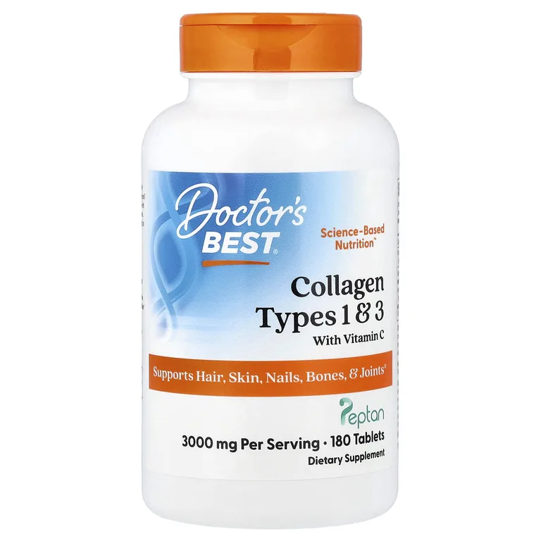 Doctor's Best, коллаген типов 1 и 3 с витамином C, 180 таблеток