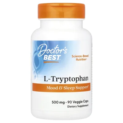 Doctor's Best, L-триптофан, 500 мг, 90 растительных капсул