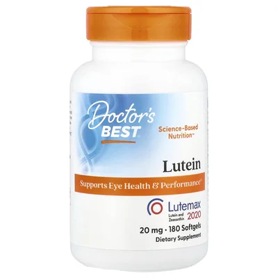 Doctor's Best, лютеин, 20 мг, 180 желатиновых капсул