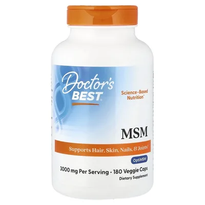 Doctor's Best, МСМ, 180 растительных капсул (1000 мг в 1 капсуле)