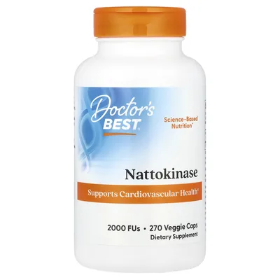 Doctor's Best, наттокиназа, 2000 фибринолитических единиц (FU), 270 вегетарианских капсул