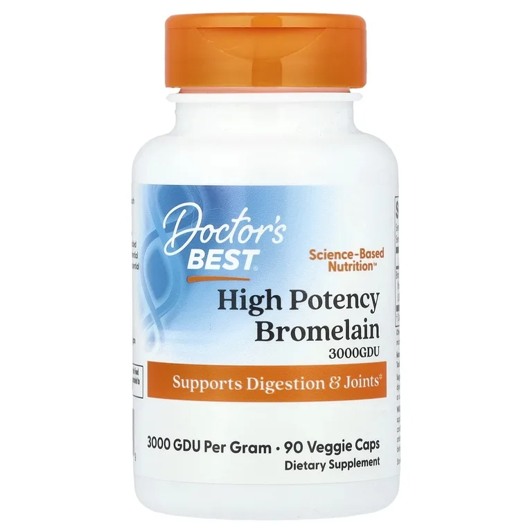 Doctor's Best, высокоэффективный бромелаин, 500 мг, 90 растительных капсул