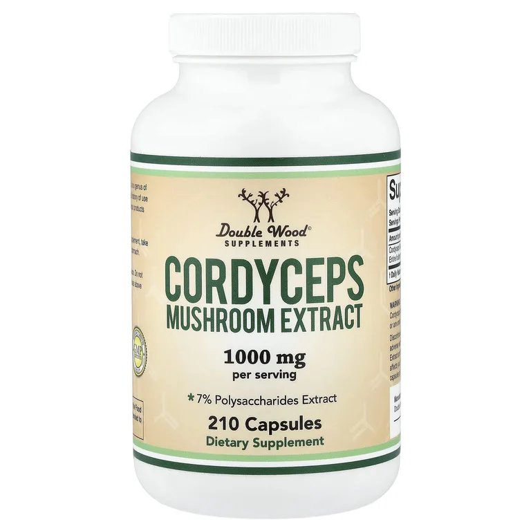 Double Wood Supplements, экстракт гриба кордицепс, 210 капсул (500 мг в 1 капсуле)