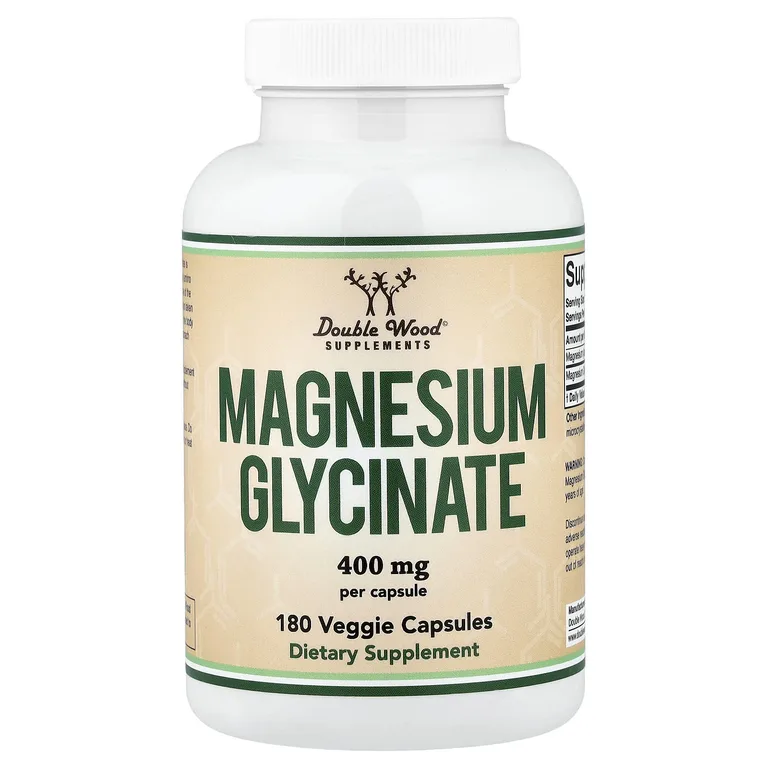 Double Wood Supplements, глицинат магния, 400 мг, 180 растительных капсул