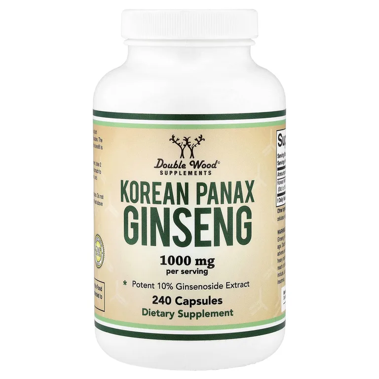 Double Wood Supplements, корейский женьшень, 240 капсул (500 мг в 1 капсуле)