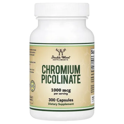 Double Wood Supplements, пиколинат хрома, 300 капсул (500 мкг в 1 капсуле)