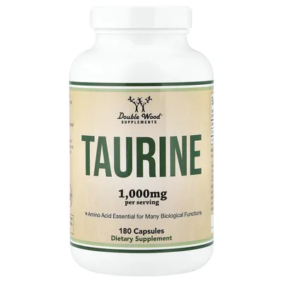 Double Wood Supplements, таурин, 180 капсул (500 мг в 1 капсуле)
