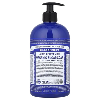 Dr. Bronner's, 4-in-1 Organic Sugar Soap, Peppermint, 24 fl oz (710 ml)