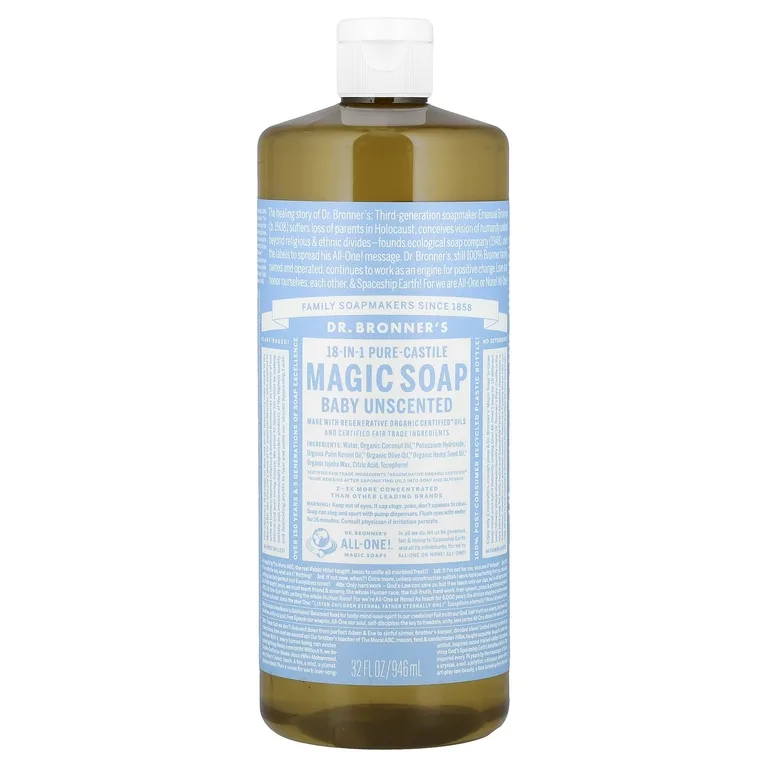 Dr. Bronner's, Чистое кастильское волшебное мыло 18 в 1, детское, без запаха, 946 мл (32 жидк. Унции)
