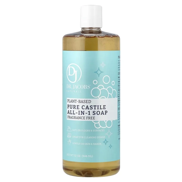 Dr. Jacobs Naturals, Чистое кастильское универсальное мыло на растительной основе, без отдушек, 946 мл (32 унции)