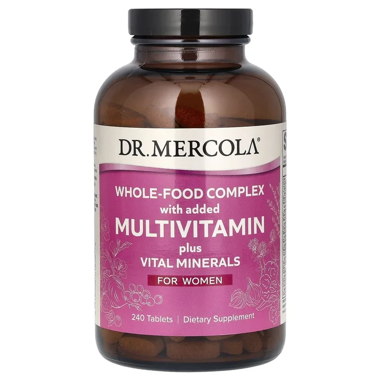 Dr. Mercola, комплекс из цельных продуктов с мультивитаминами и необходимыми минералами, для женщин, 240 таблеток