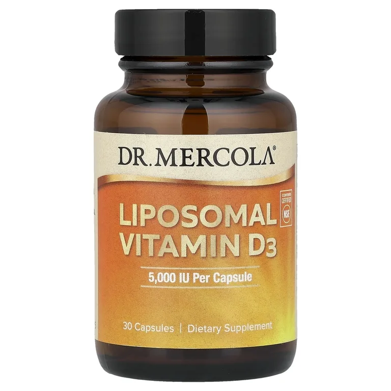 Dr. Mercola, липосомальный витамин D3, 125 мкг (5000 МЕ), 30 капсул