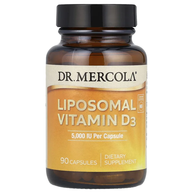 Dr. Mercola, липосомальный витамин D3, 125 мкг (5000 МЕ), 90 капсул