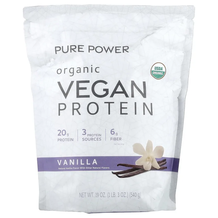 Dr. Mercola, Pure Power, органический веганский протеин, со вкусом ванили, 540 г (1 фунт 3 унции)