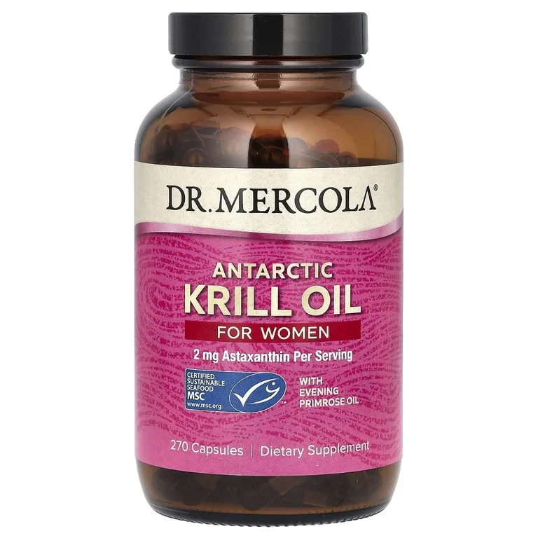 Dr. Mercola, Жир антарктического криля для женщин, 270 капсул