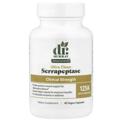 Dr. Murray's, серрапептаза, 125 000 SPU, 60 веганских капсул