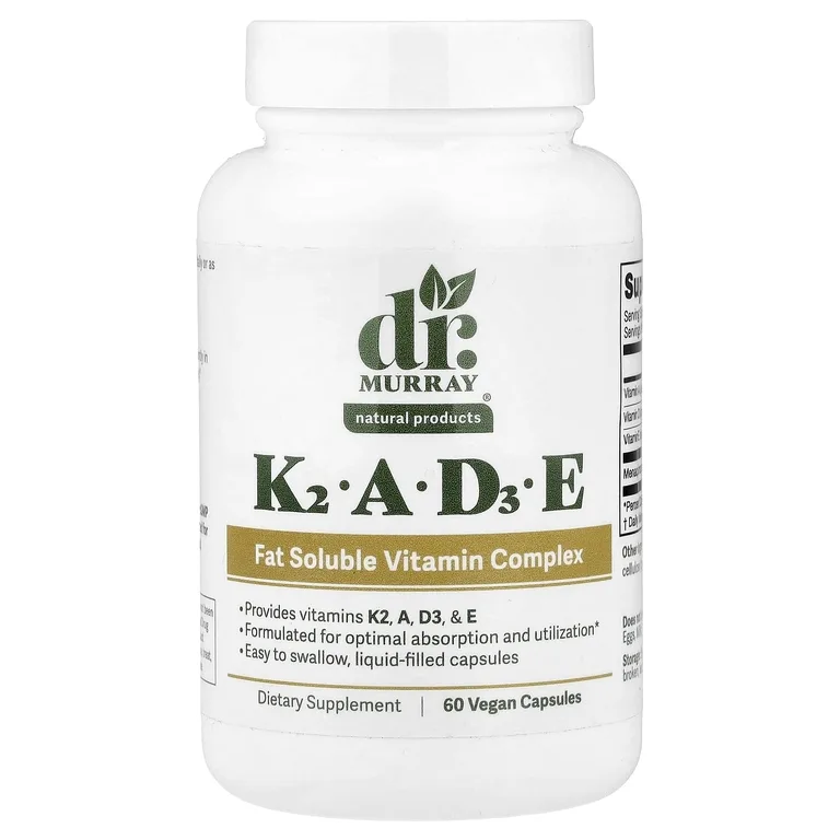 Dr. Murray's, витамины K2, A, D3, E, 60 веганских капсул