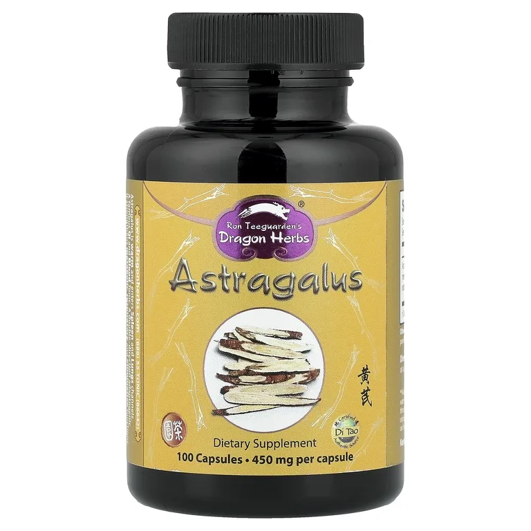 Dragon Herbs, астрагал, 100 капсул (450 мг в 1 капсуле)