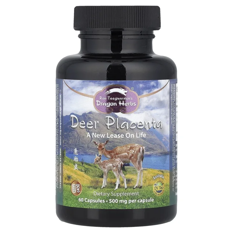 Dragon Herbs, Deer Placenta, 500 мг, 60 капсул