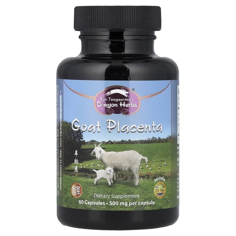 Dragon Herbs, козья плацента, 60 капсул (500 мг в 1 капсуле)