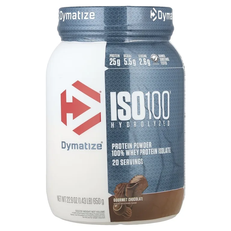 Dymatize, ISO100®, гидролизованный 100% изолят сывороточного протеина, со вкусом изысканного шоколада, 650 г (1,43 фунта)