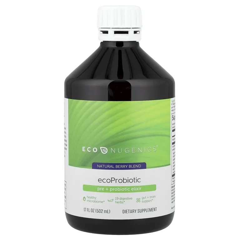 Econugenics, EcoProbiotic, эликсир пре и пробиотиков, натуральные ягоды, 17 жидк. унций (502 мл)
