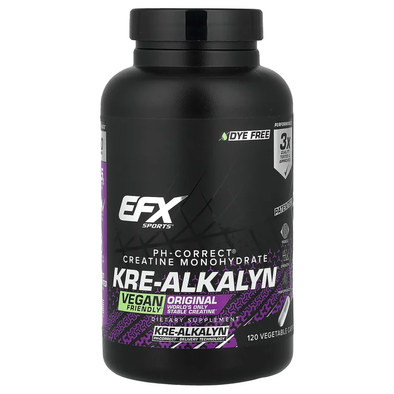 EFX Sports, Kre-Alkalyn®, 120 растительных капсул (750 мг в 1 капсуле)