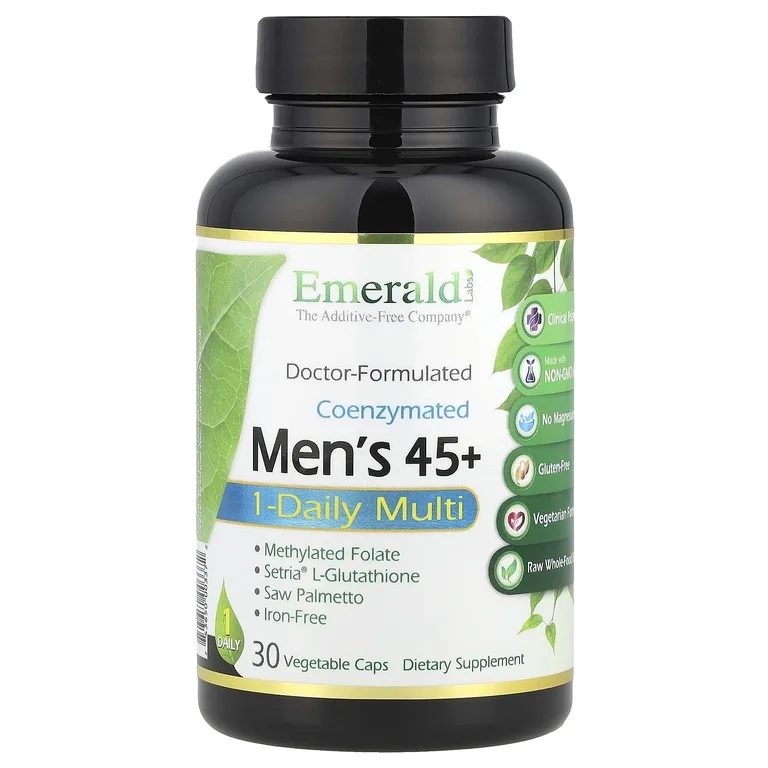 Emerald Laboratories, Коэнзимированные мультивитамины для мужчин старше 45 лет, 1 прием в день, 30 растительных капсул