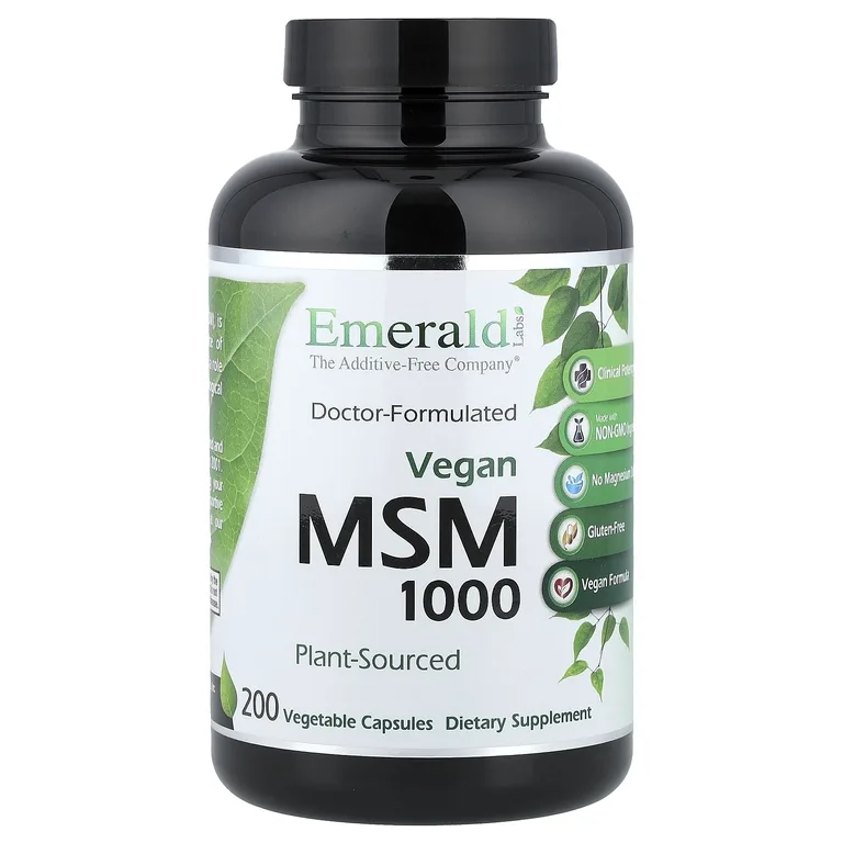 Emerald Laboratories, веганский МСМ 1000, 200 растительных капсул (1000 мг в 1 капсуле)