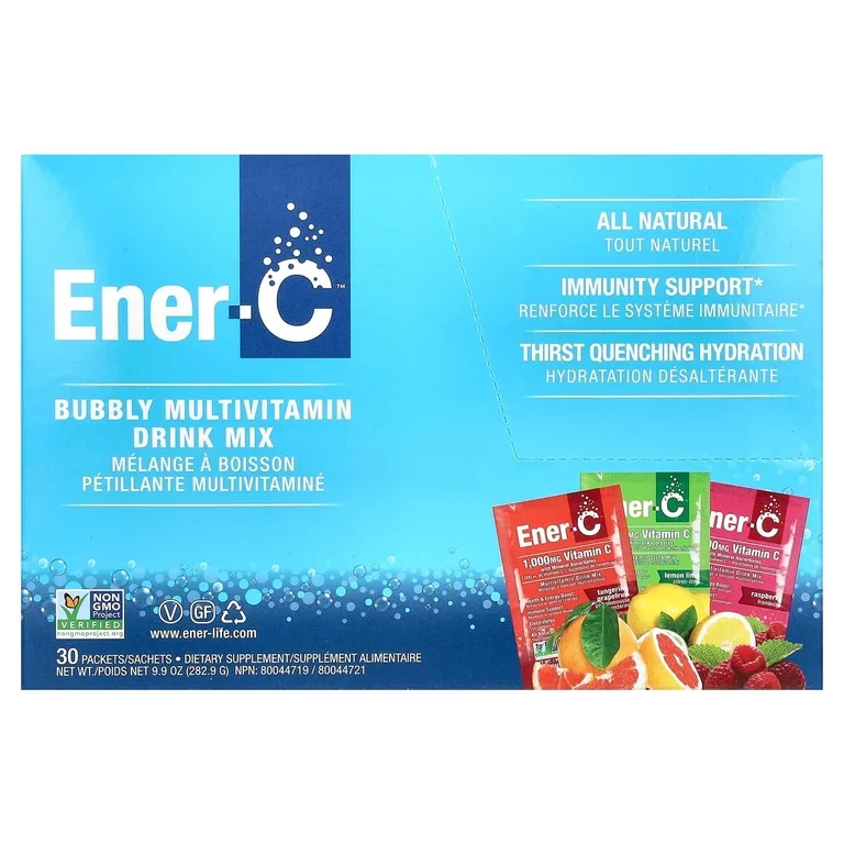 Ener-C, мультивитаминная смесь для приготовления напитка, пенящийся, ассорти вкусов, 1000 мг, 30 пакетиков, 282,9 г (9,9 унции)