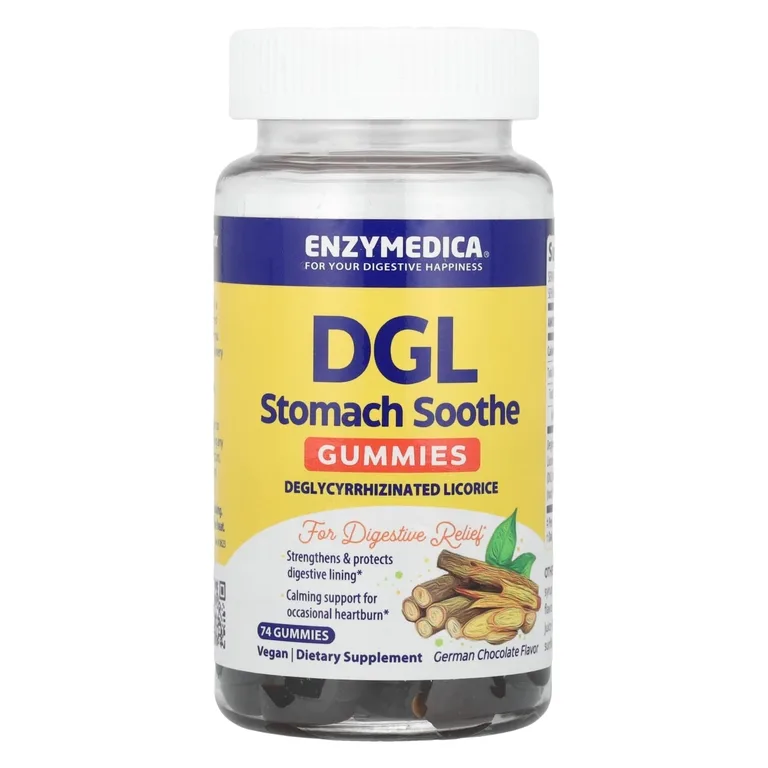 Enzymedica, DGL Stomach Soothe Gummies, немецкий шоколад, 74 жевательные мармеладки (200 мг в каждой жевательной таблетке)